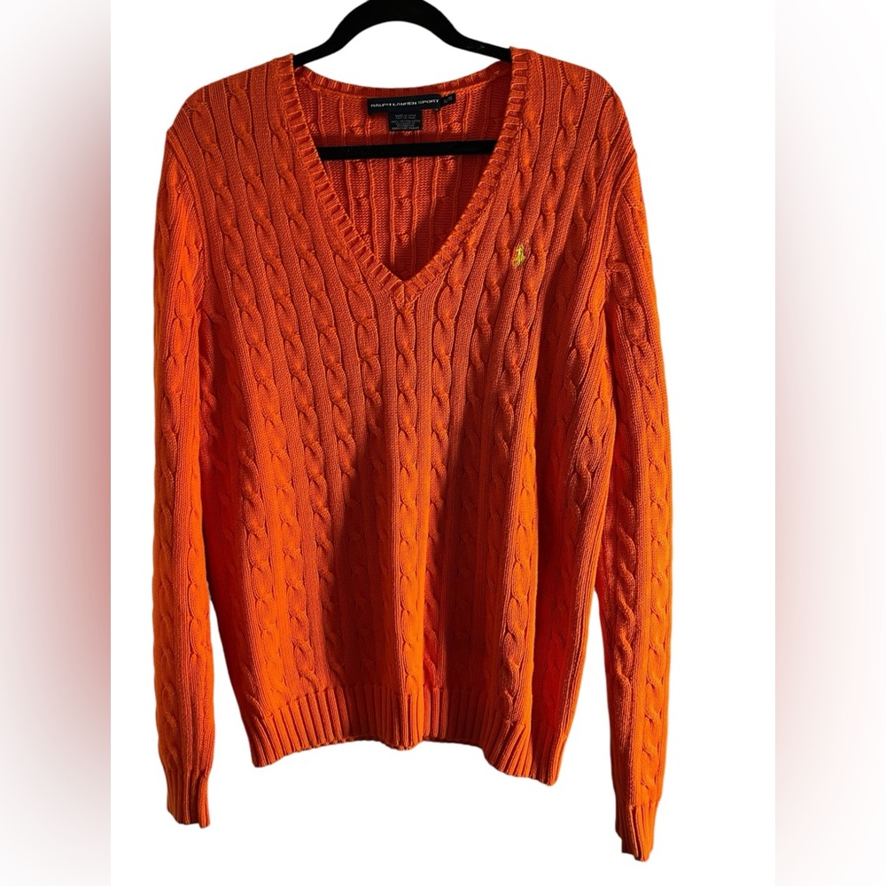 Pull sweater RAPH LAUREN SPORT tricot orange XL